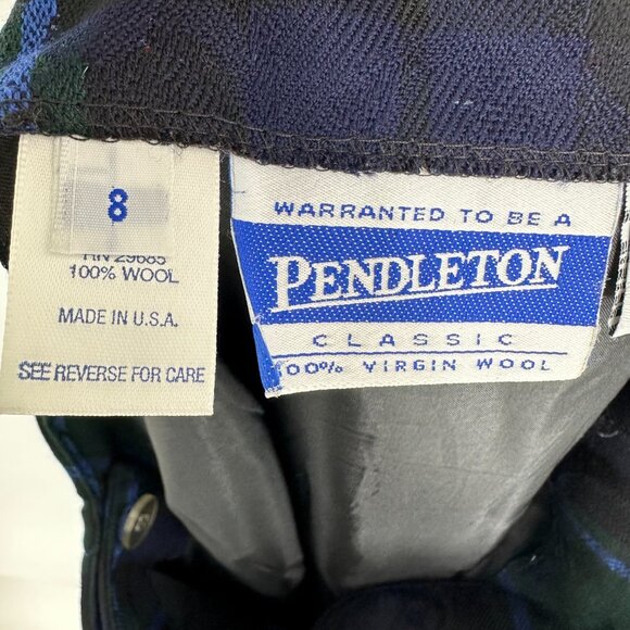 Pendleton Plaid Wool Maxi Wrap Skirt 8 Embossed Paisley Blackwatch Blue Green - Picture 3 of 11